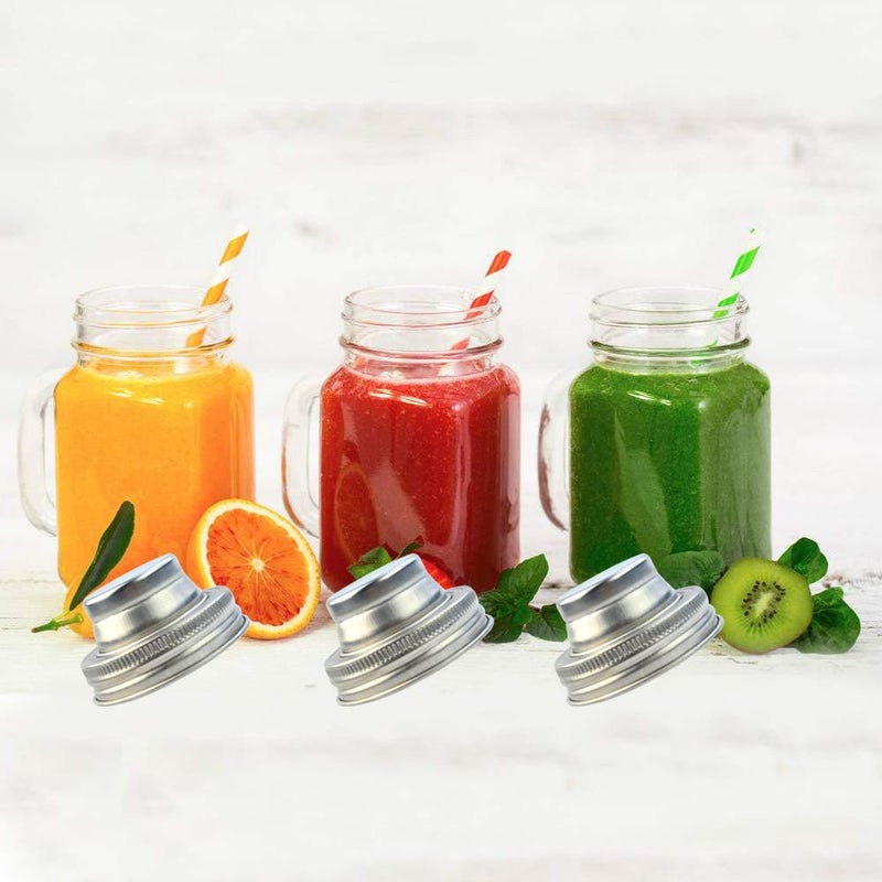 obmwang 4 Pack of Stainless Steel Mason Jar Shaker Lids Caps for Cocktail,Dredge Flour,Mix Spices,Sugar, Salt, Peppers and More or Shake Drinks Cocktail-Fits Any Regular Mouth Mason Jar Canning Jar - Image 3